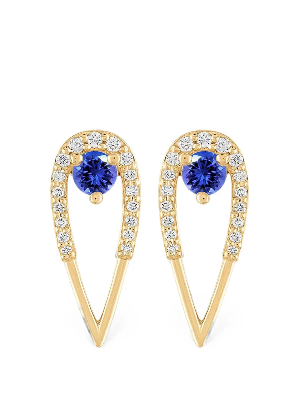 Eden Presley Peacock sapphire and diamond stud earrings - Gold