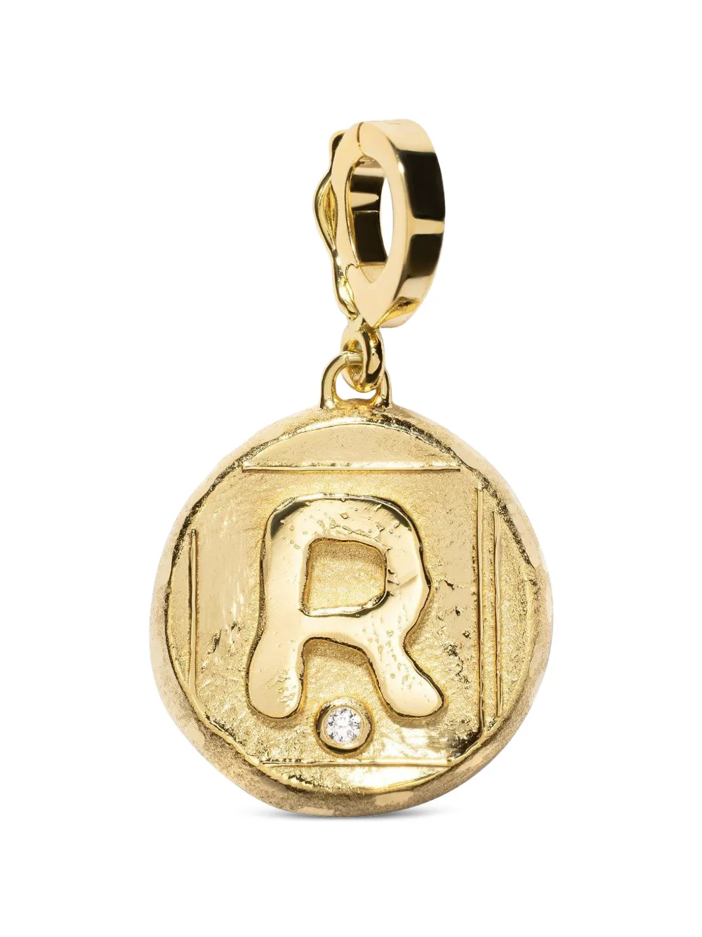 Azlee initial-motif diamond pendant - Gold