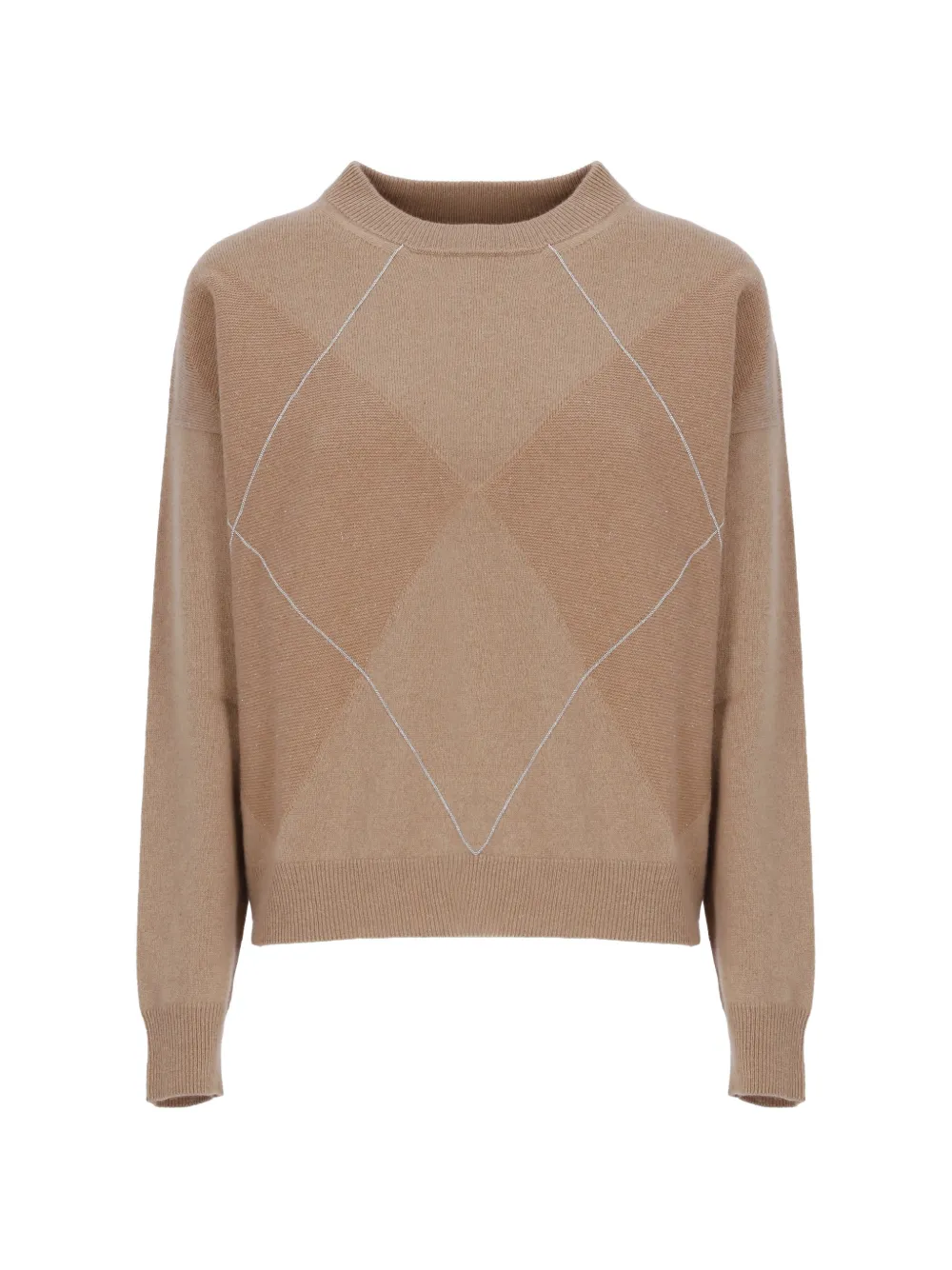 Peserico bead-embellished diamond-knit sweater - Marrone