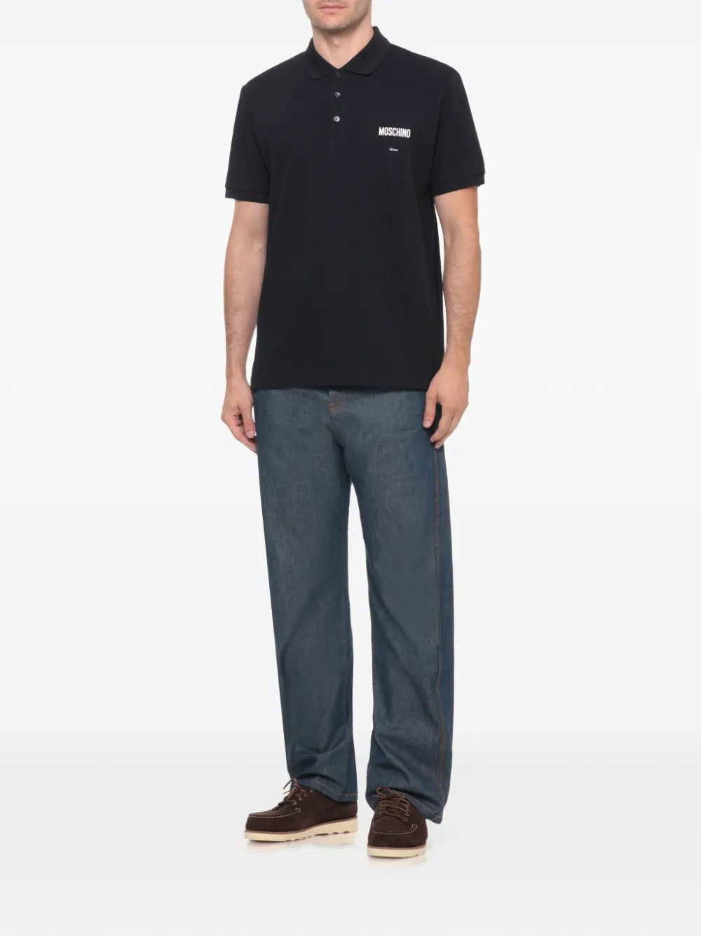 Moschino Katoenen poloshirt met logoprint Zwart