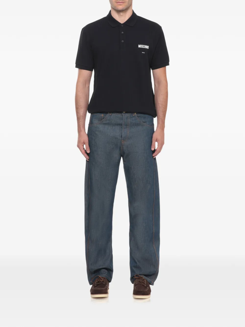 Moschino Katoenen poloshirt met logoprint Zwart