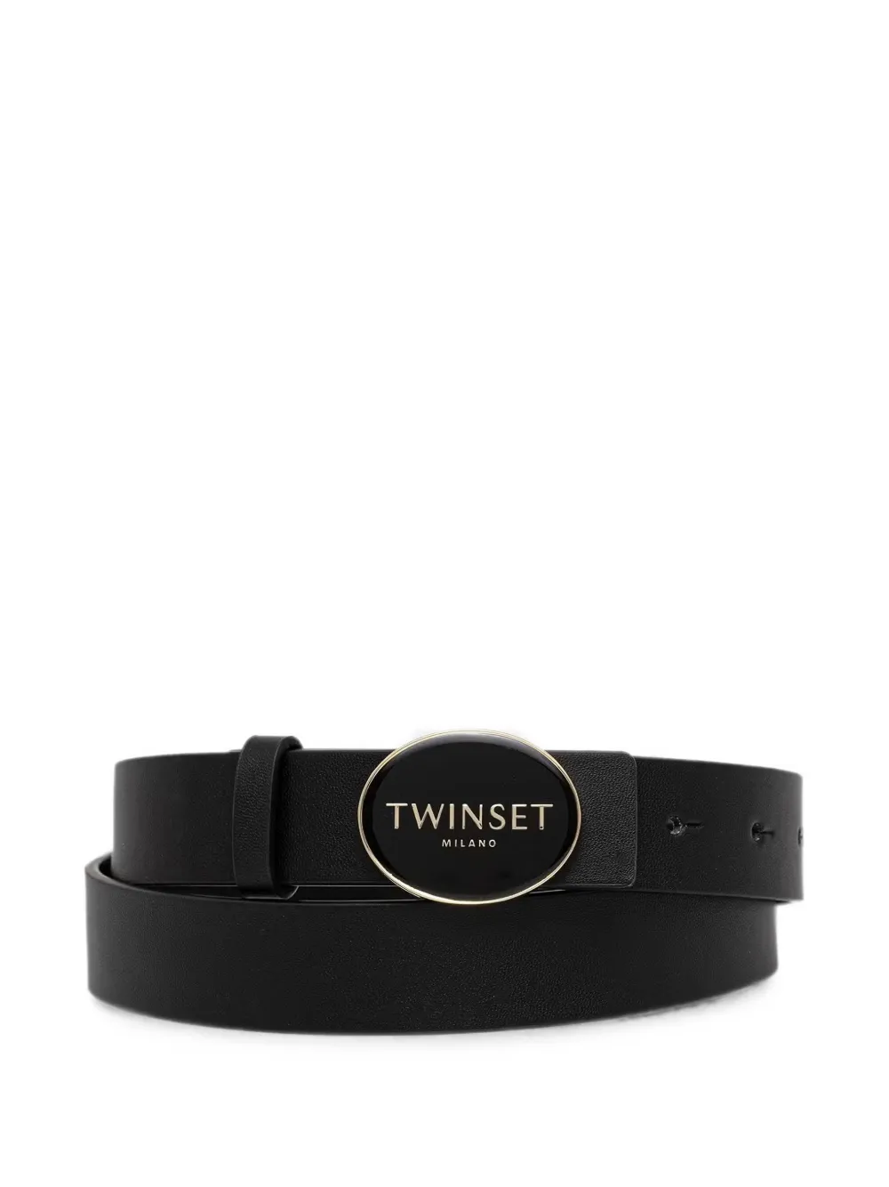 TWINSET logo-plaque oval-buckle belt - Nero