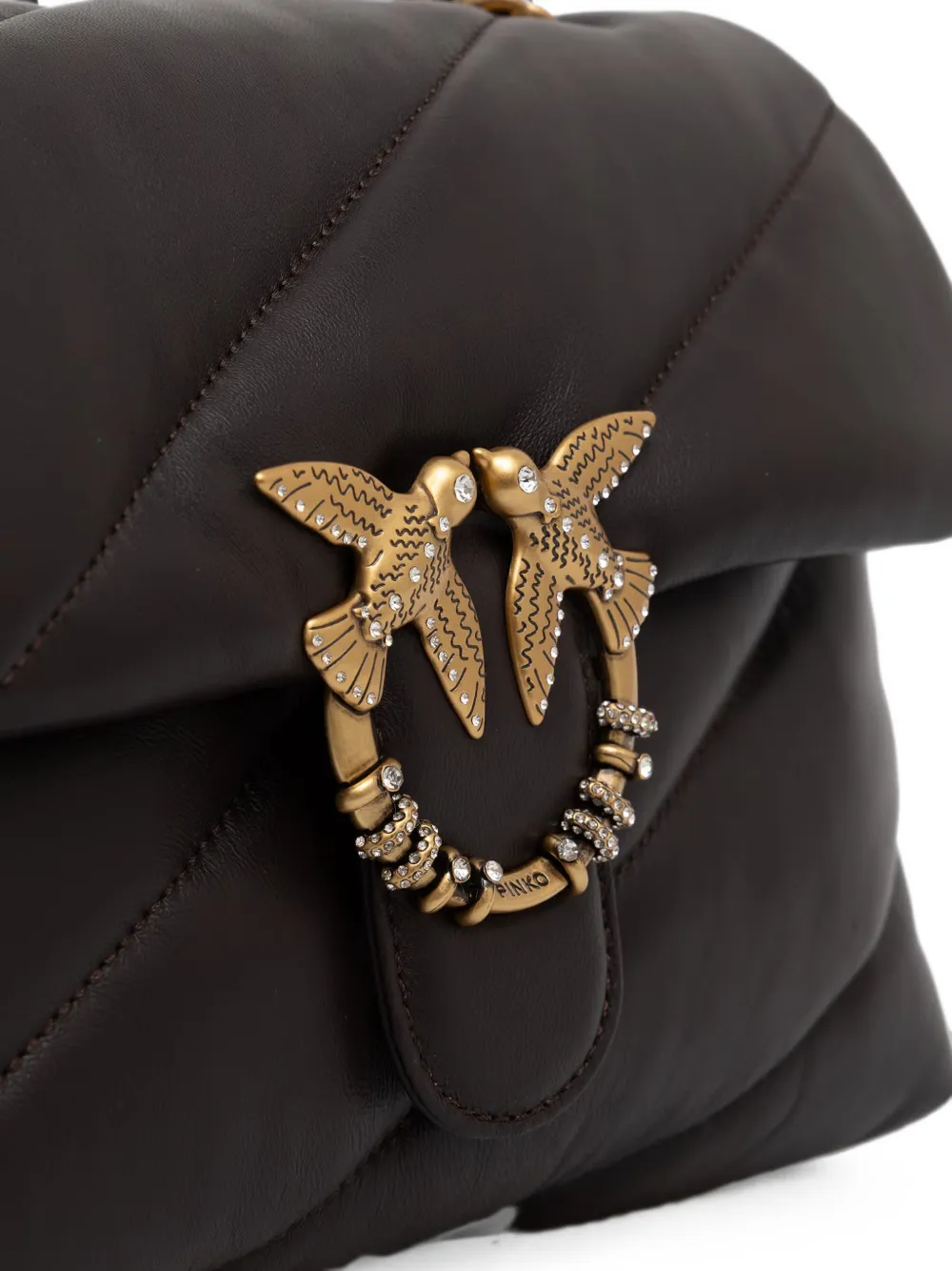 PINKO Love Bird gewatteerde schoudertas Bruin
