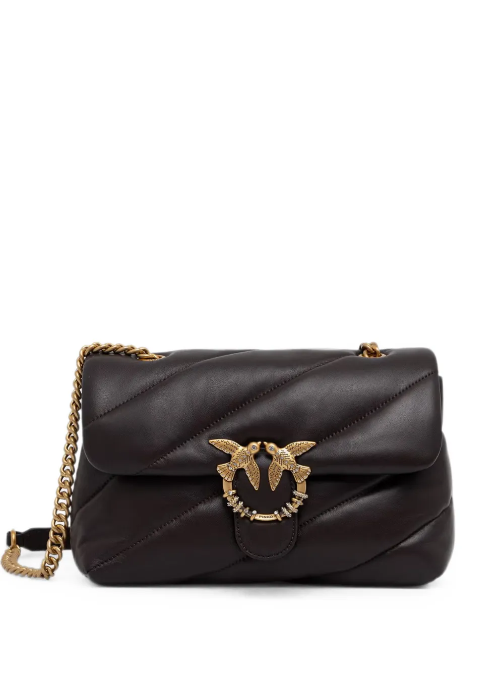 PINKO Borsa a spalla Love Birds trapuntata - Marrone