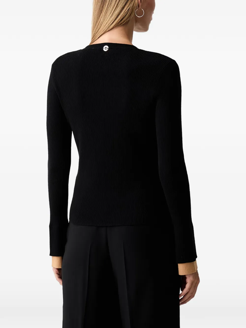 TWINSET Ribgebreide trui met contrasterende manchetten Zwart