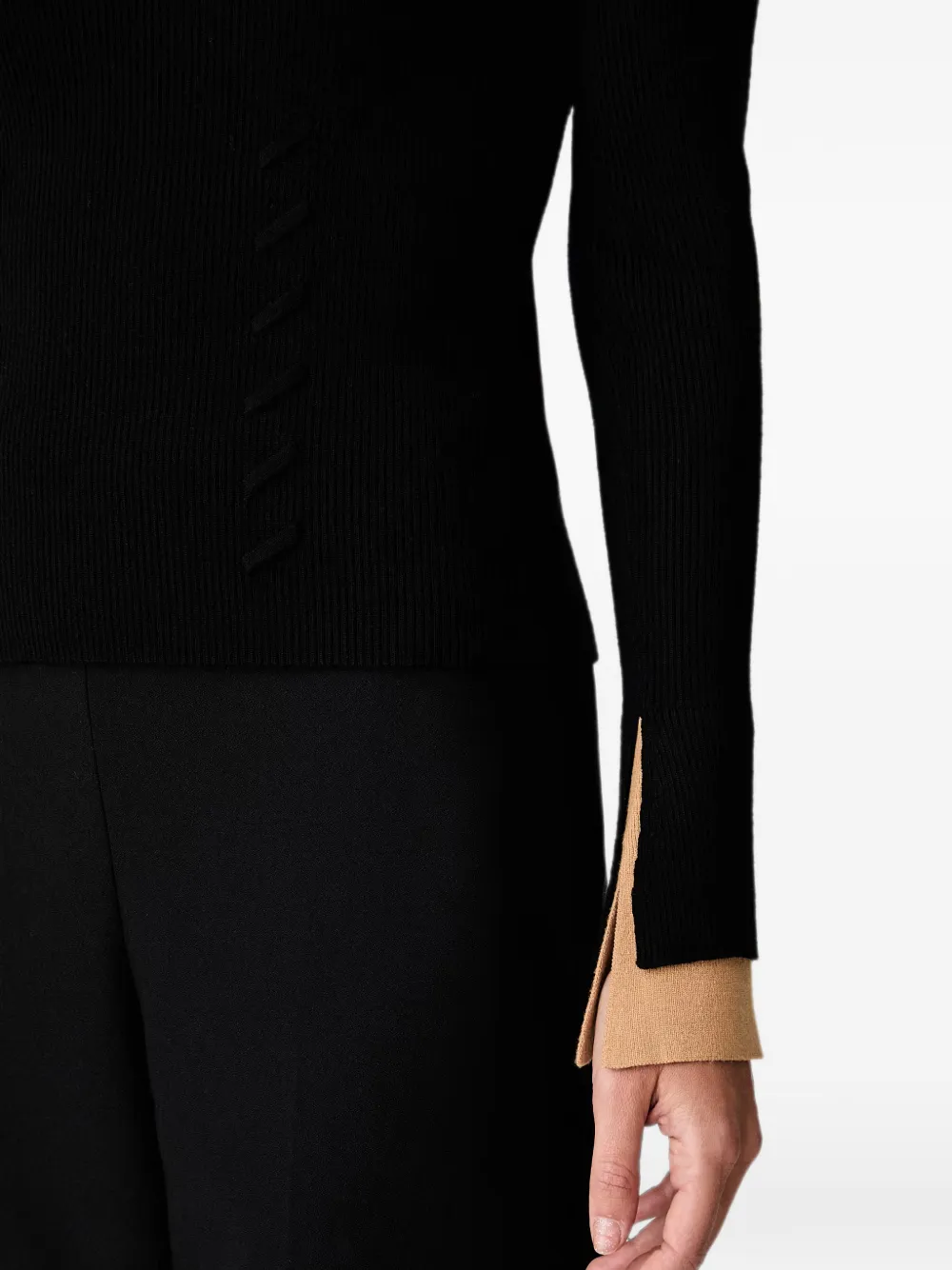 TWINSET Ribgebreide trui met contrasterende manchetten Zwart