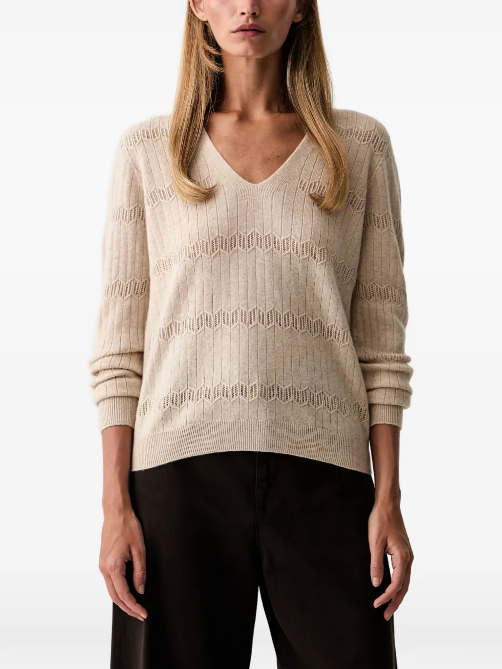 TWINSET pointelle-knit ribbed sweater - Nude