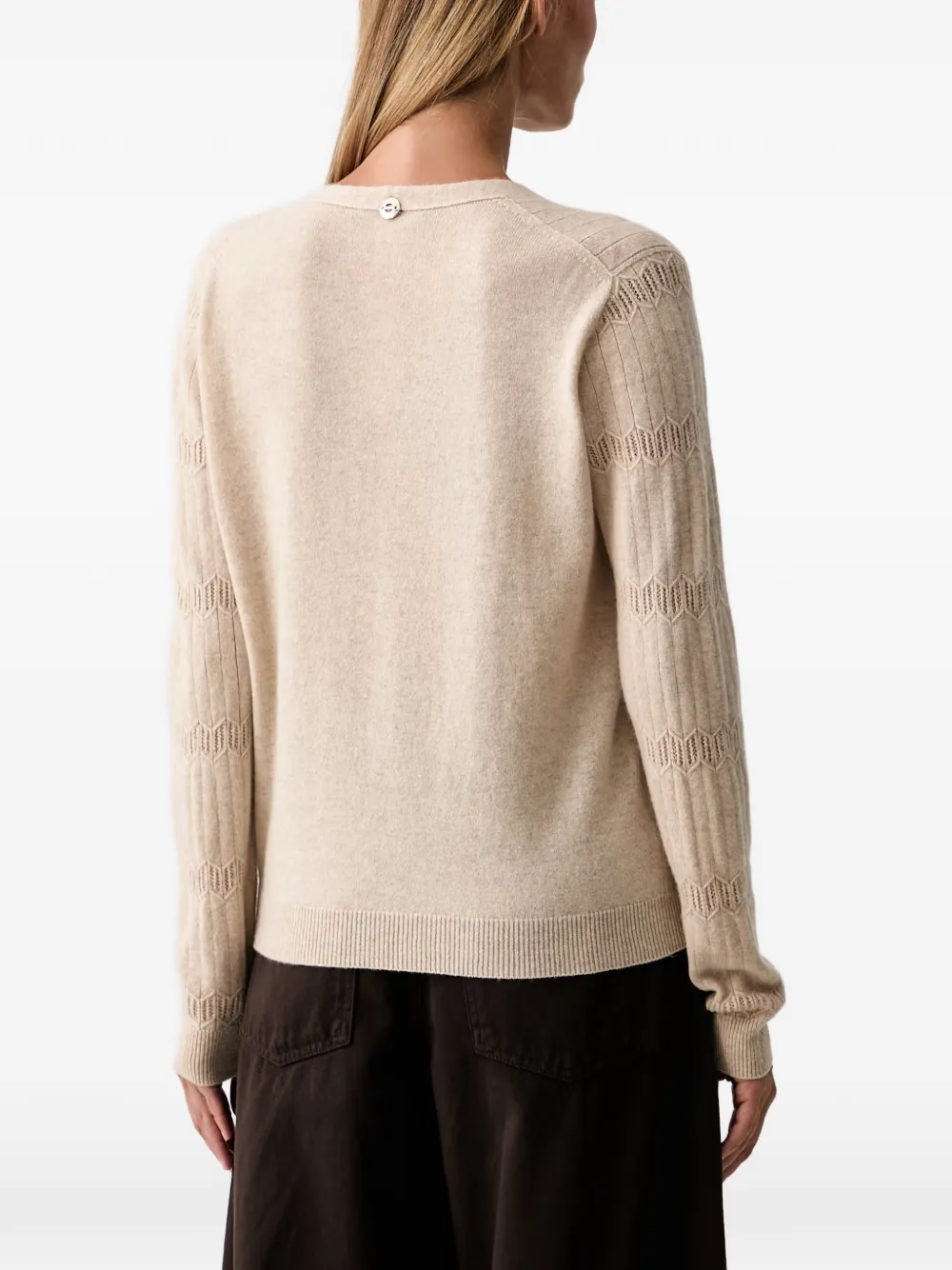 TWINSET Pointelle gebreide geribbelde trui Beige