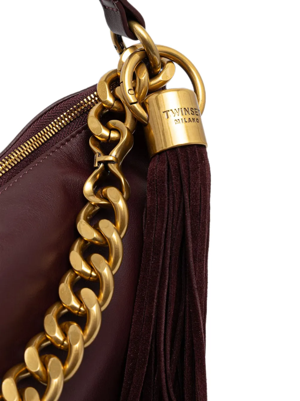 TWINSET Grote Liliane leren tas met bedel Paars