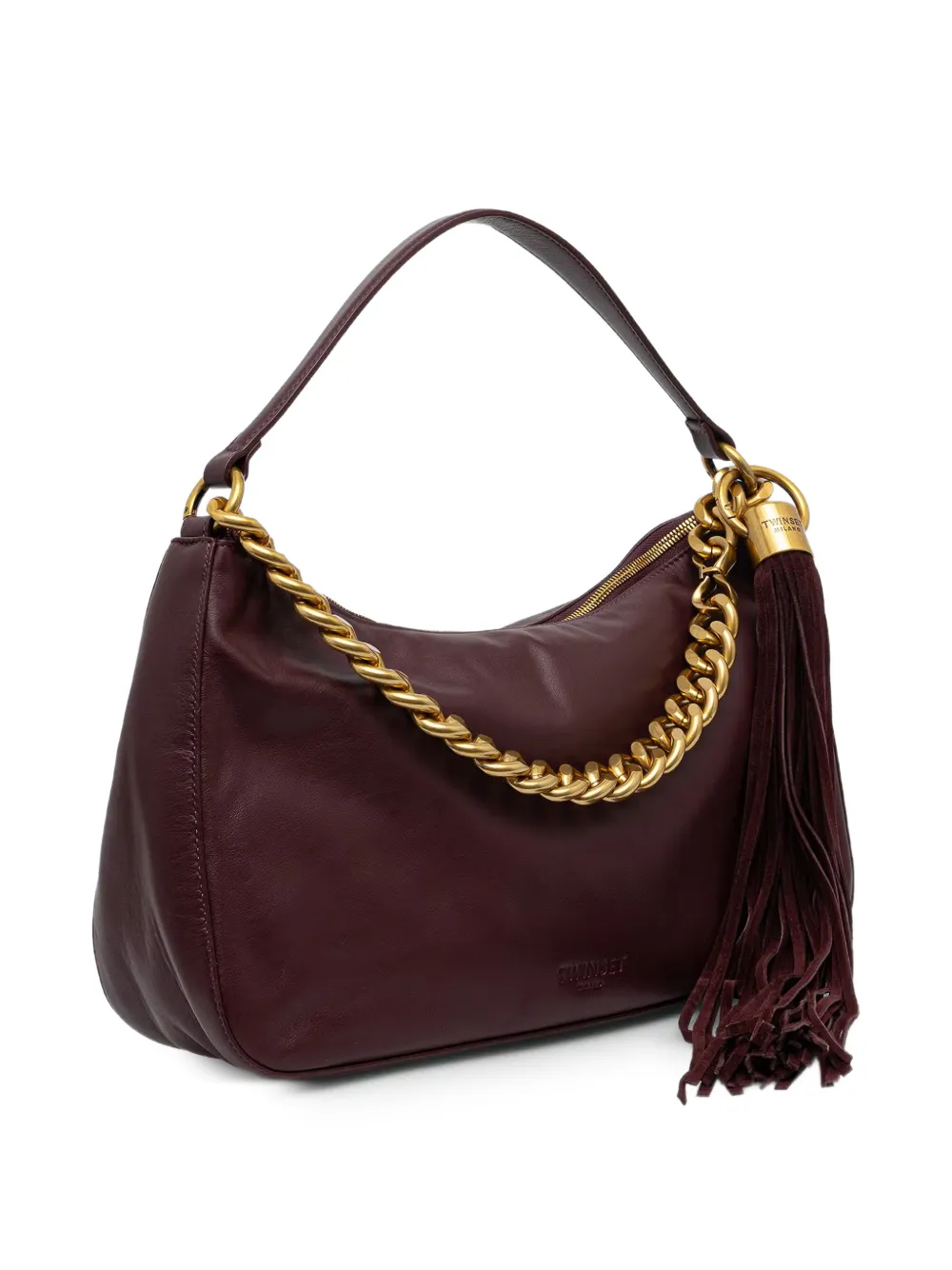 TWINSET Grote Liliane leren tas met bedel Paars