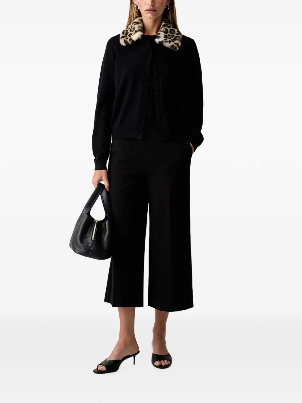 TWINSET cropped wide-leg trousers Zwart