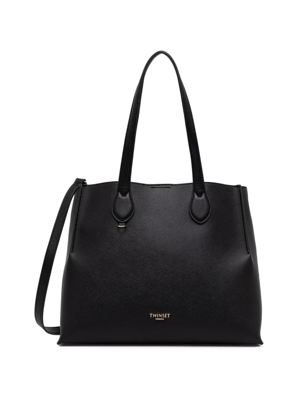 TWINSET textured logo-plaque tote bag - Schwarz
