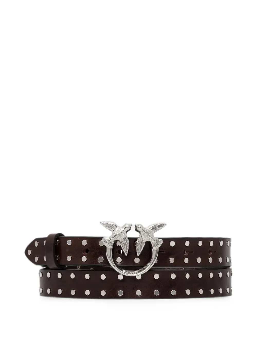 PINKO Cintura Love Birds con borchie - Marrone