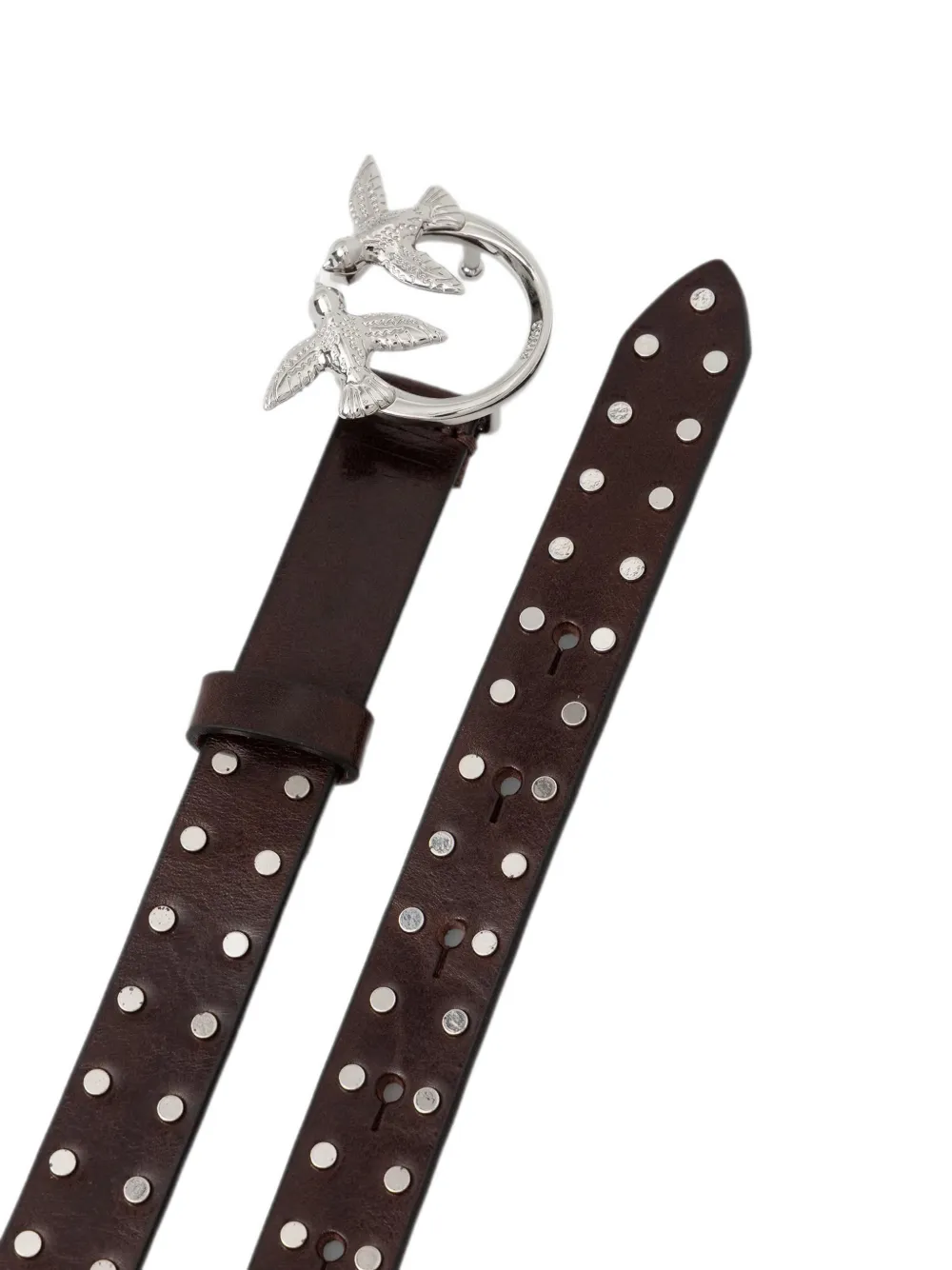 PINKO Love Birds riem verfraaid met studs Bruin