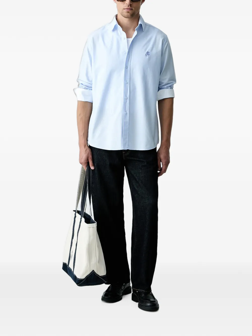 Karl Lagerfeld T-shirt met borduurwerk Blauw