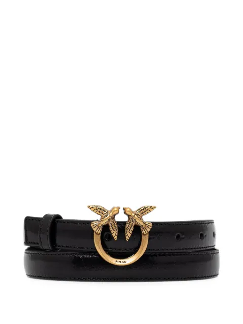 PINKO shiny leather belt with Love Birds buckle
