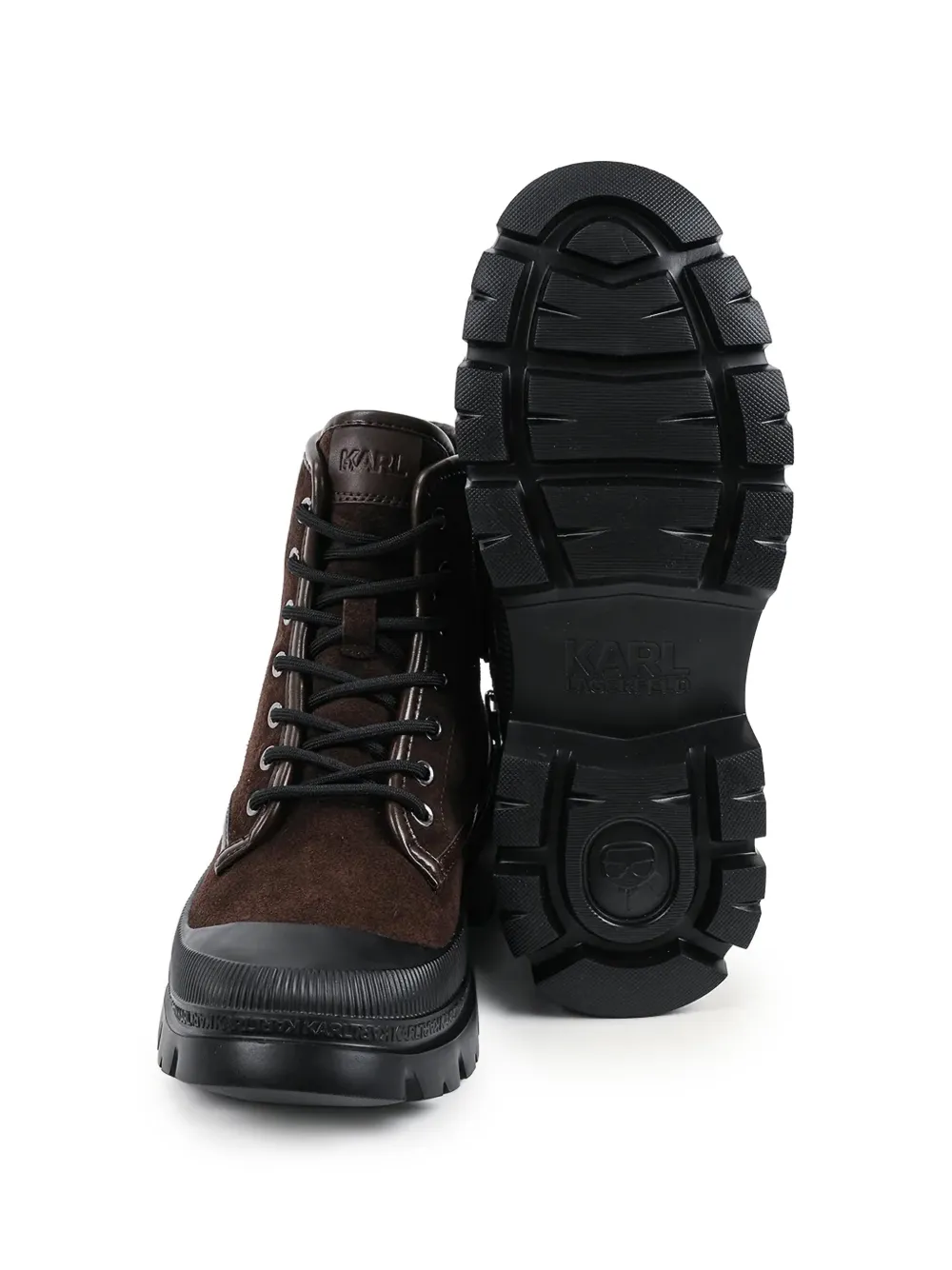 Karl Lagerfeld suede panelled boots Bruin