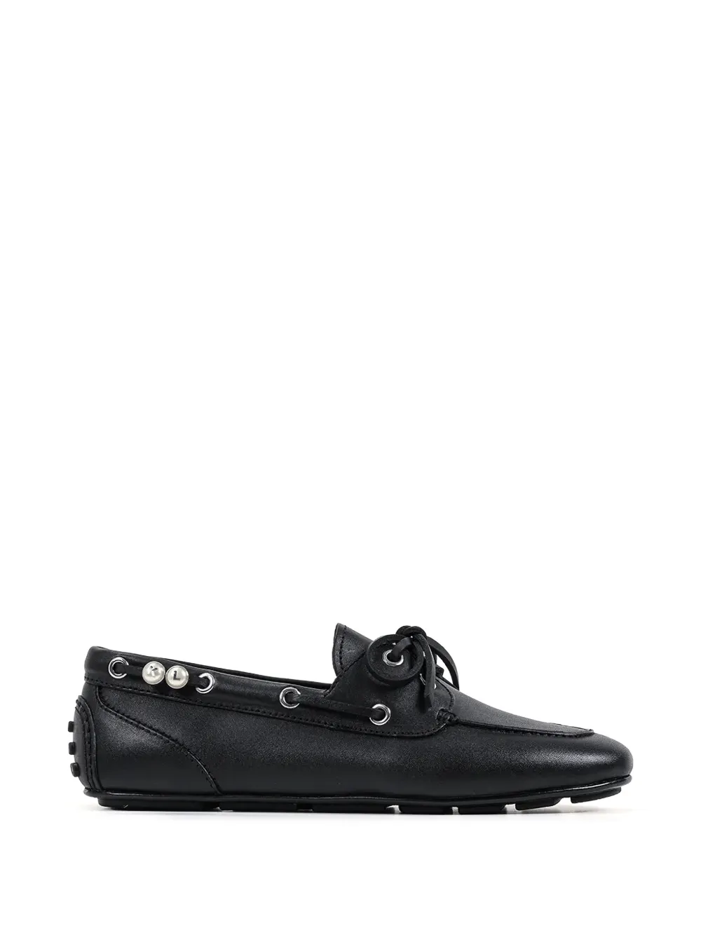 Karl Lagerfeld Pearl-embellished Lace-up Loafers In Black
