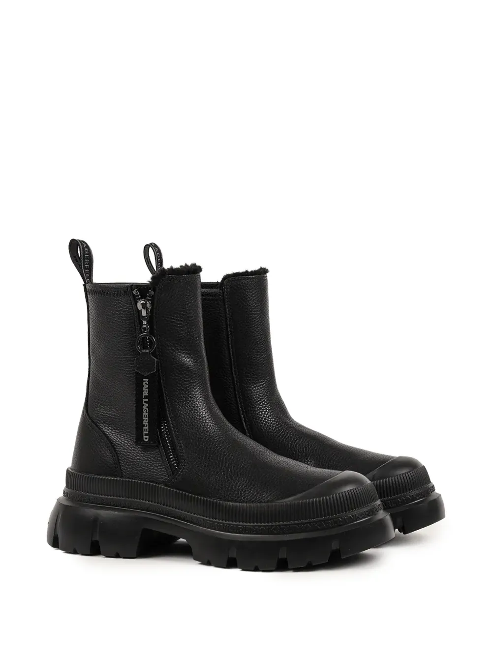 Karl Lagerfeld logo-embossed leather ankle boots Zwart