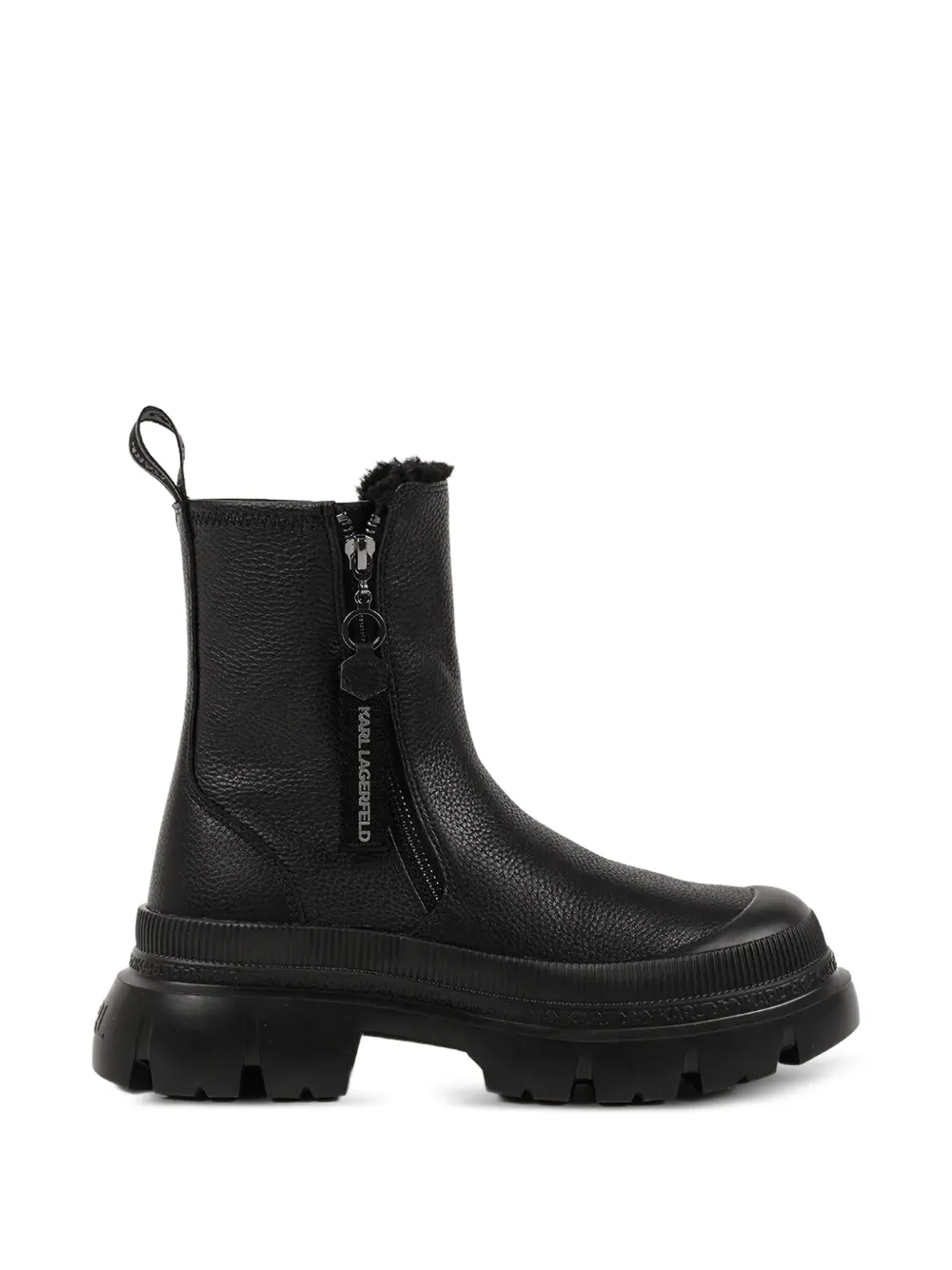 Karl Lagerfeld logo-embossed leather ankle boots Zwart