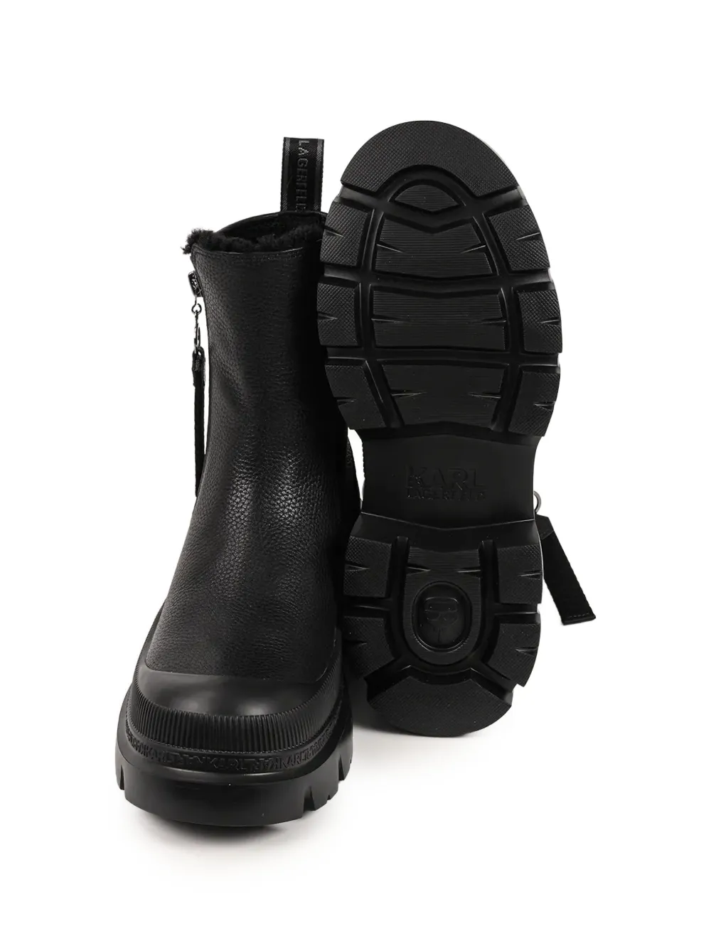 Karl Lagerfeld logo-embossed leather ankle boots Zwart