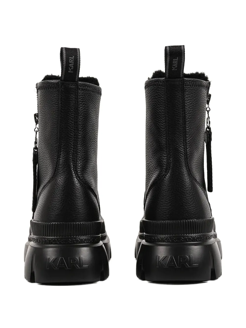 Karl Lagerfeld logo-embossed leather ankle boots Zwart