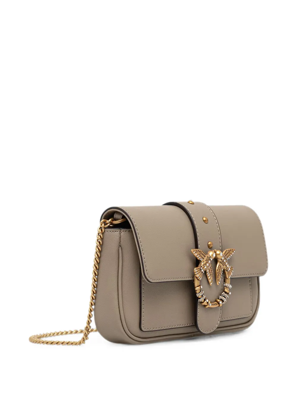 PINKO Kleine Love Bag Pocket schoudertas verfraaid met kristallen Beige