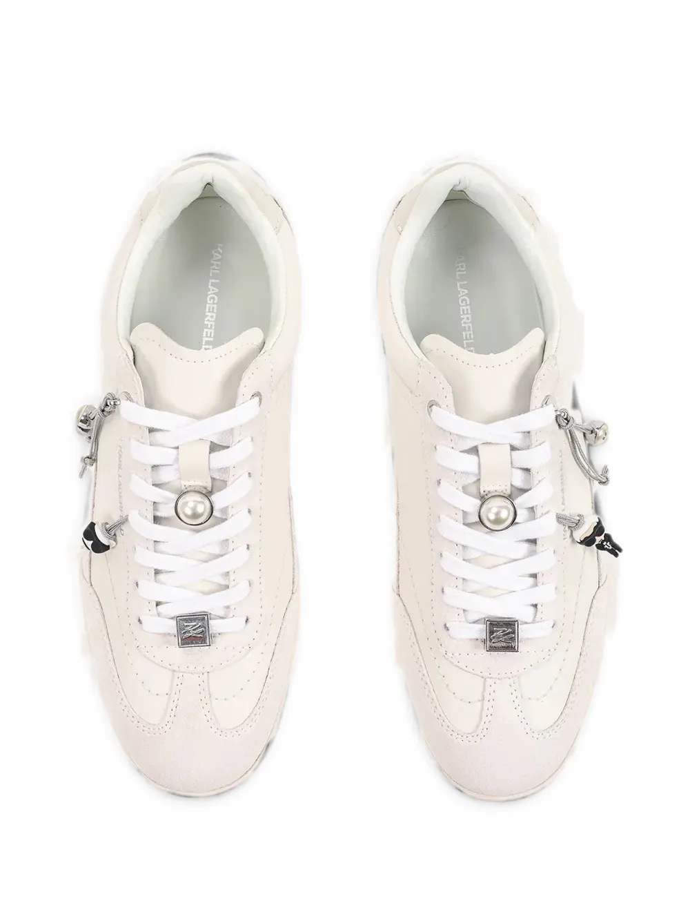 Karl Lagerfeld Sneakers verfraaid met bedels en vlakken Beige