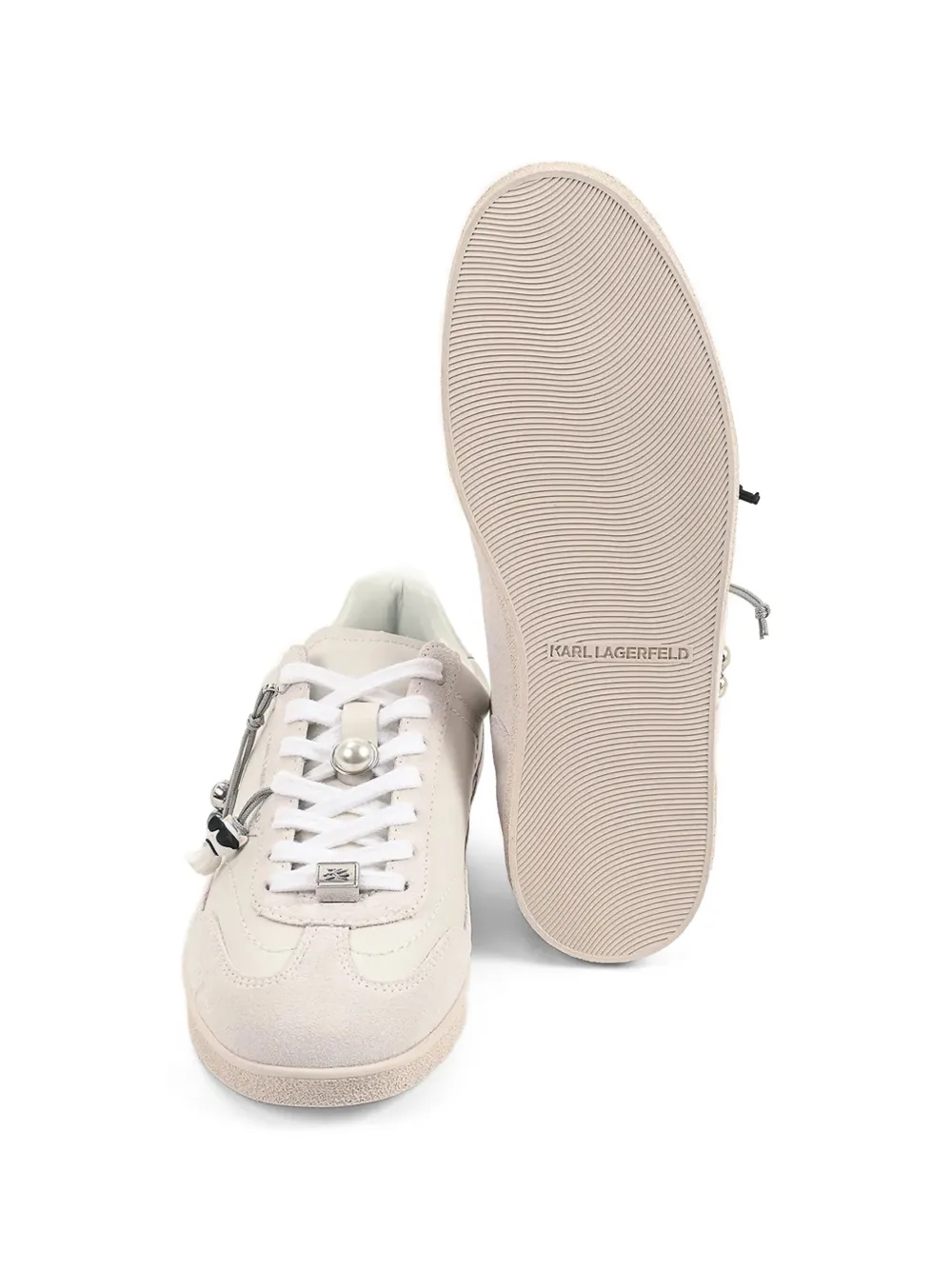 Karl Lagerfeld Sneakers verfraaid met bedels en vlakken Beige