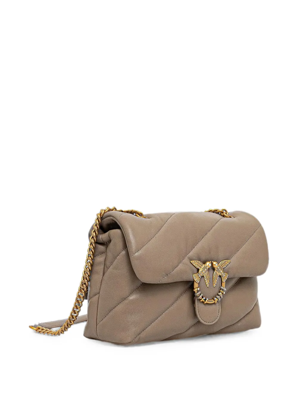 PINKO Love Bird gewatteerde schoudertas Beige