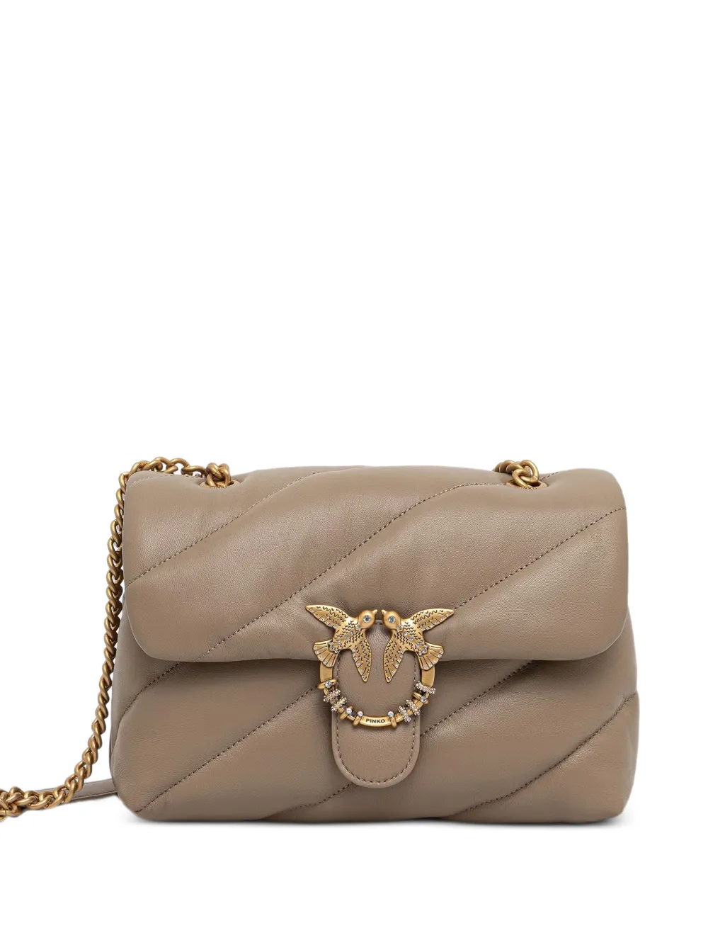 PINKO Love Birds quilted shoulder bag - Nude