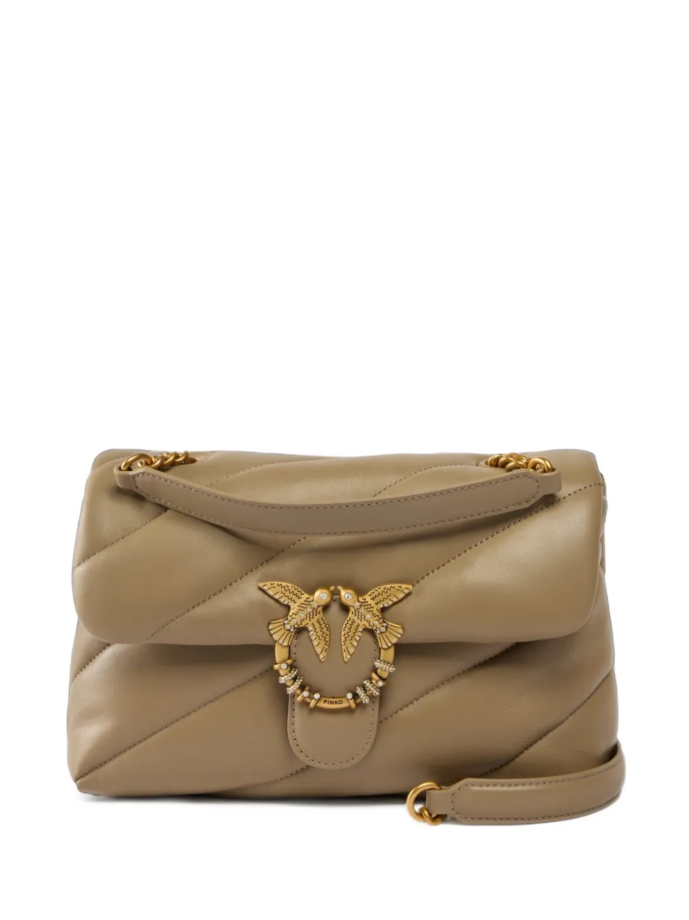 PINKO Love Bird gewatteerde schoudertas Beige
