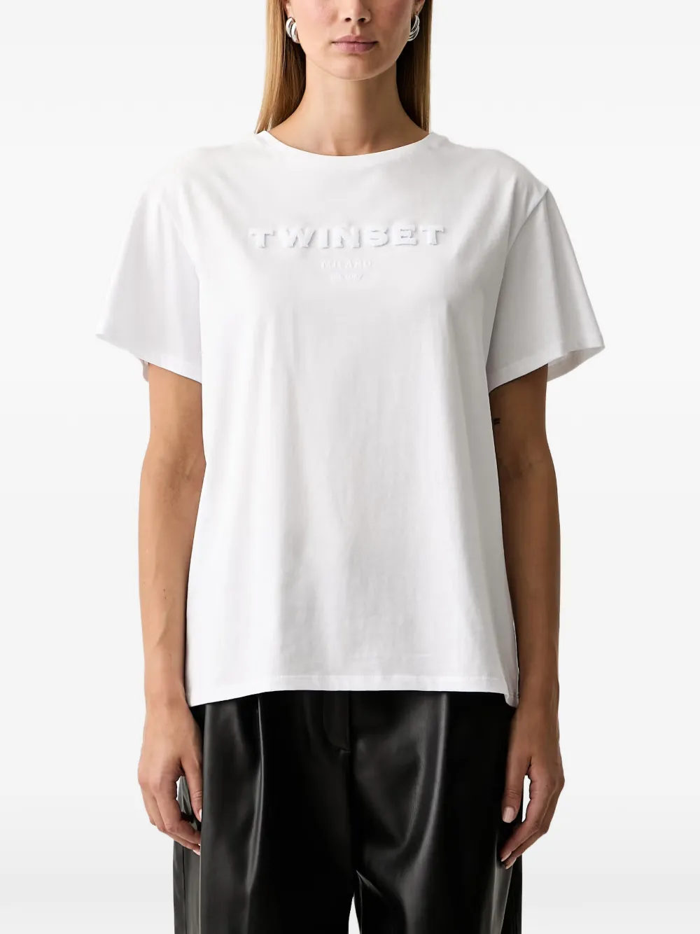TWINSET logo-embroidered T-shirt - Bianco