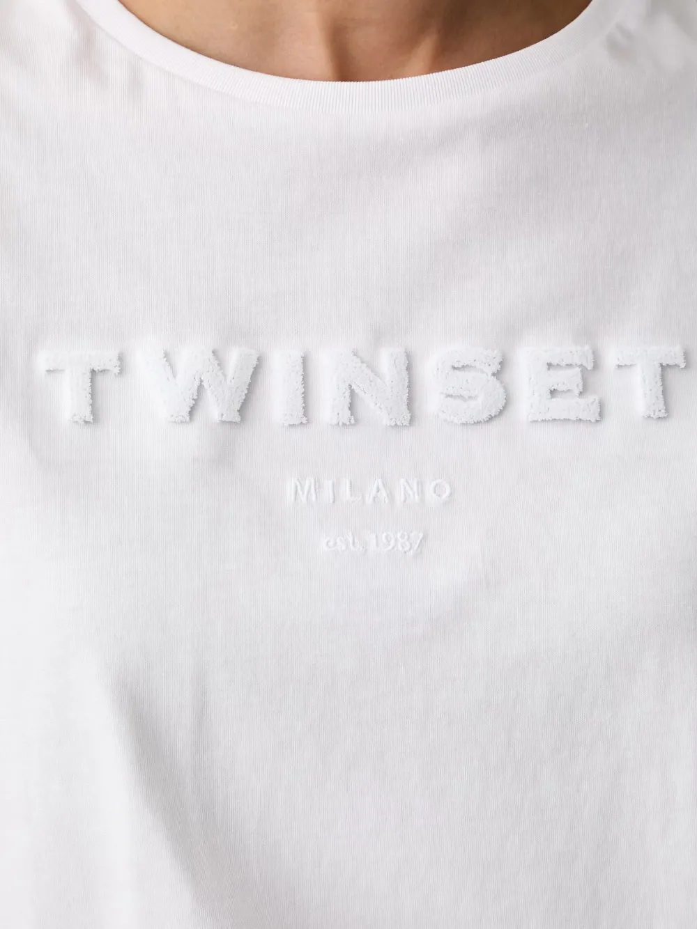 TWINSET T-shirt met geborduurd logo Wit