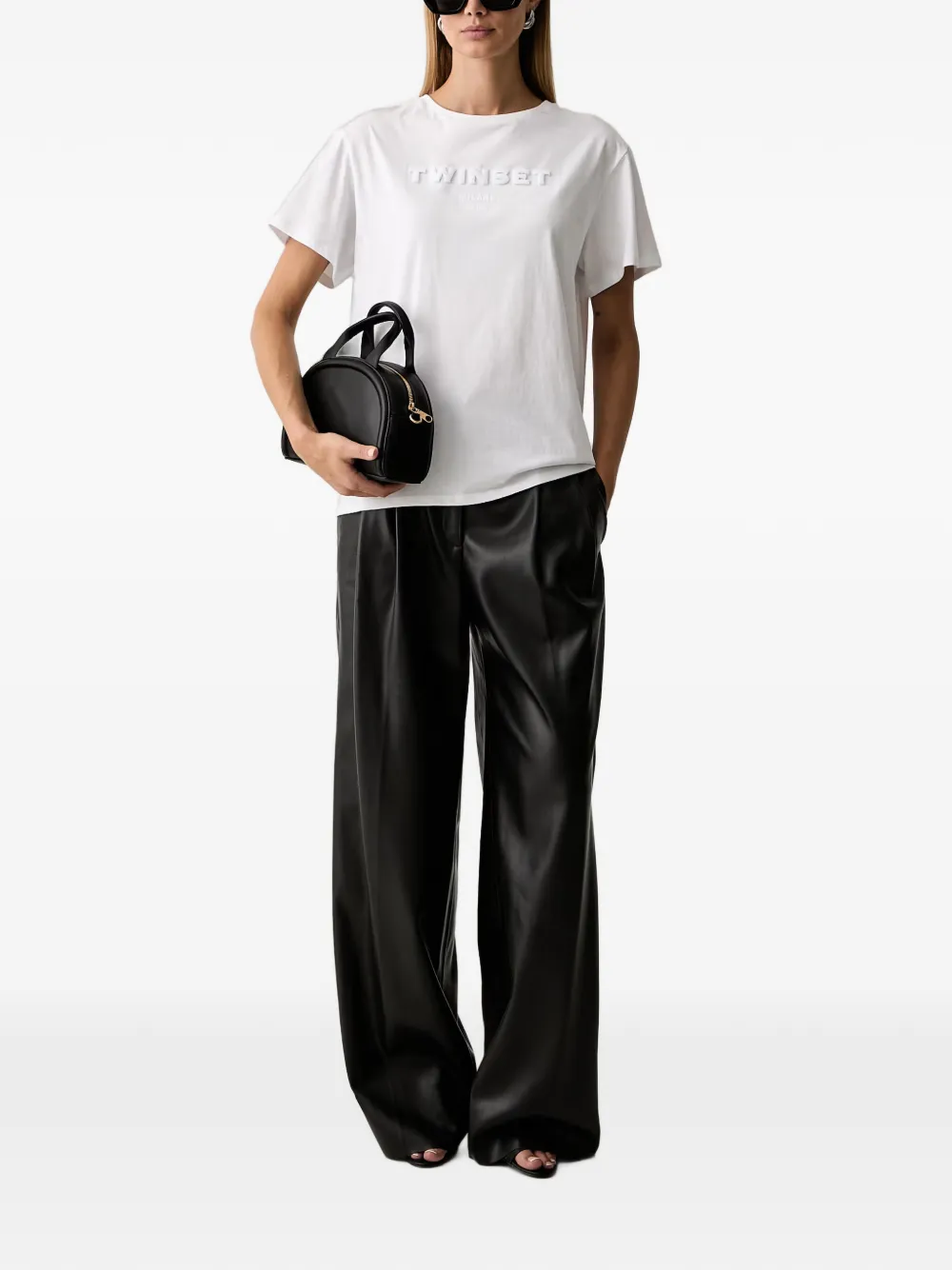 TWINSET T-shirt met geborduurd logo Wit