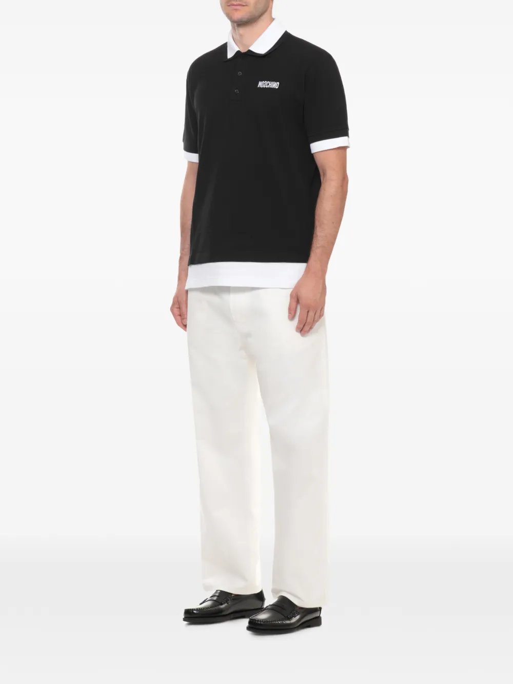 Moschino Poloshirt met geborduurd logo Zwart