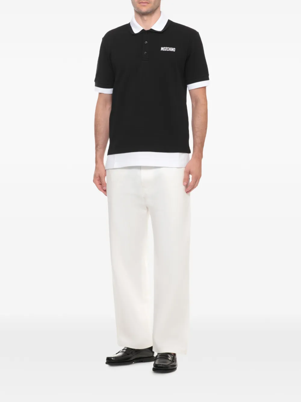 Moschino Poloshirt met geborduurd logo Zwart