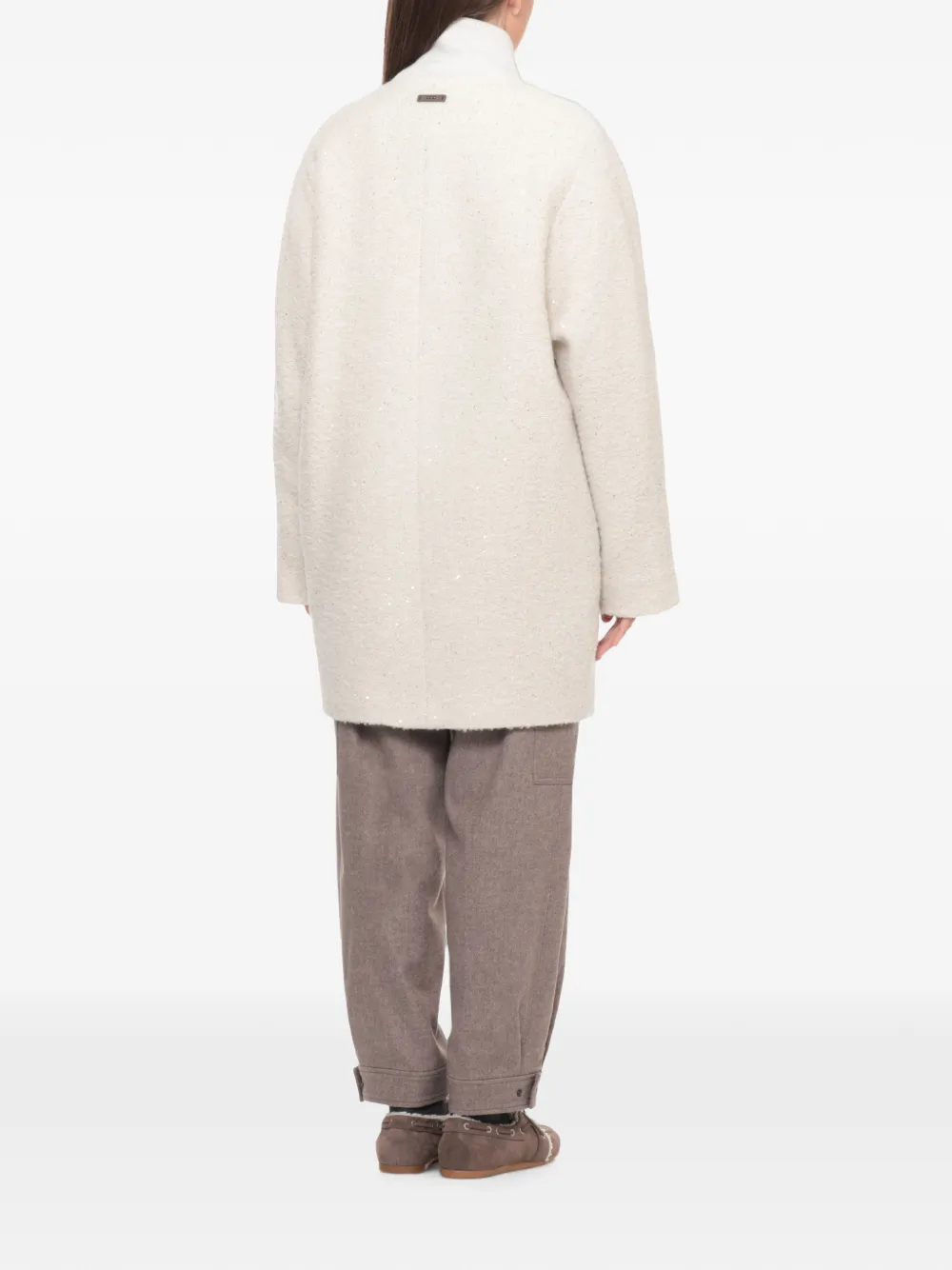Peserico Oversized jas verfraaid met pailletten Beige