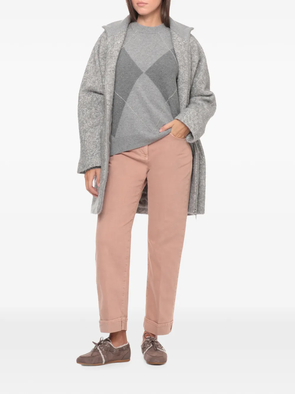 Peserico Gebreide trui met argyle-patroon Grijs