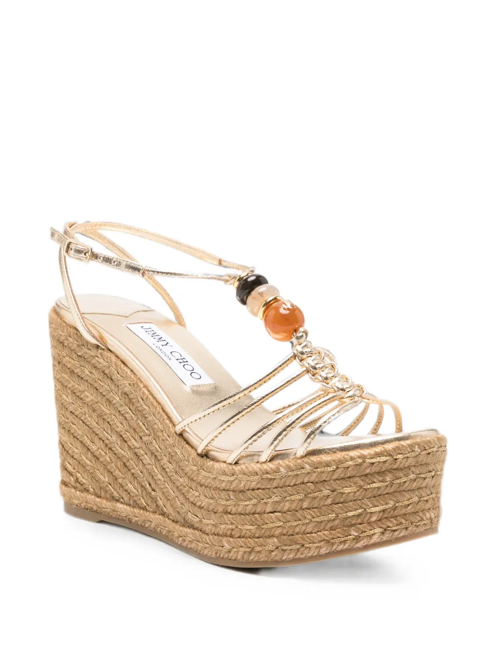 Jimmy Choo Sandalen met sleehak en verfraaid met kralen Goud