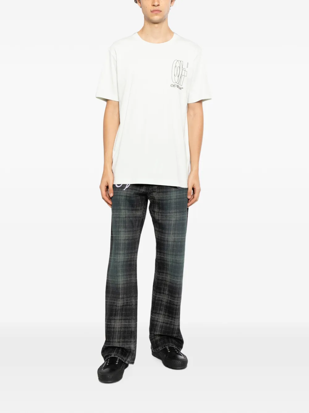 Off-White T-shirt met dubbele pijl Groen