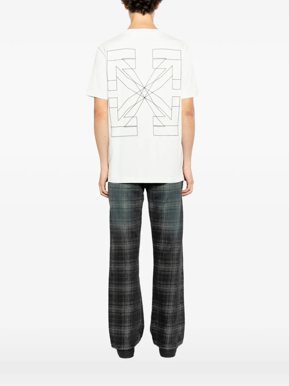 Off-White T-shirt met dubbele pijl Groen