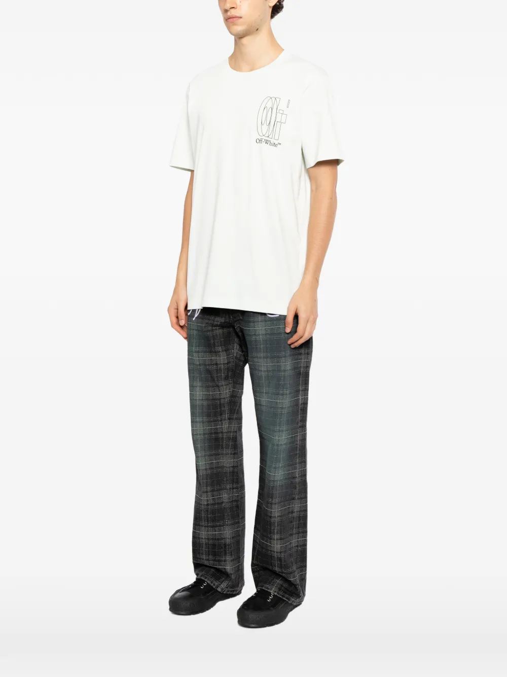 Off-White T-shirt met dubbele pijl Groen