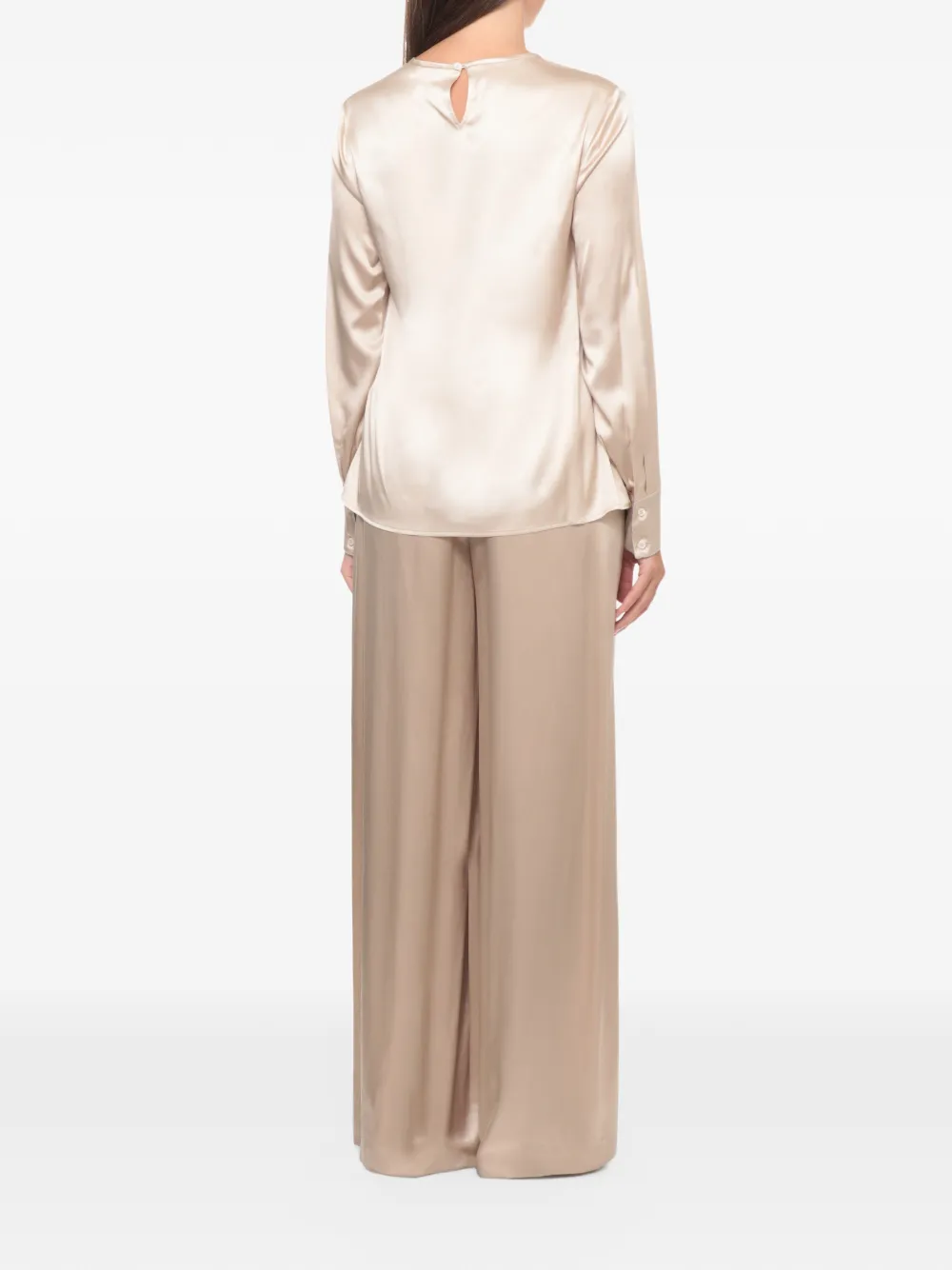 Peserico bead-trim silk-blend shirt Beige