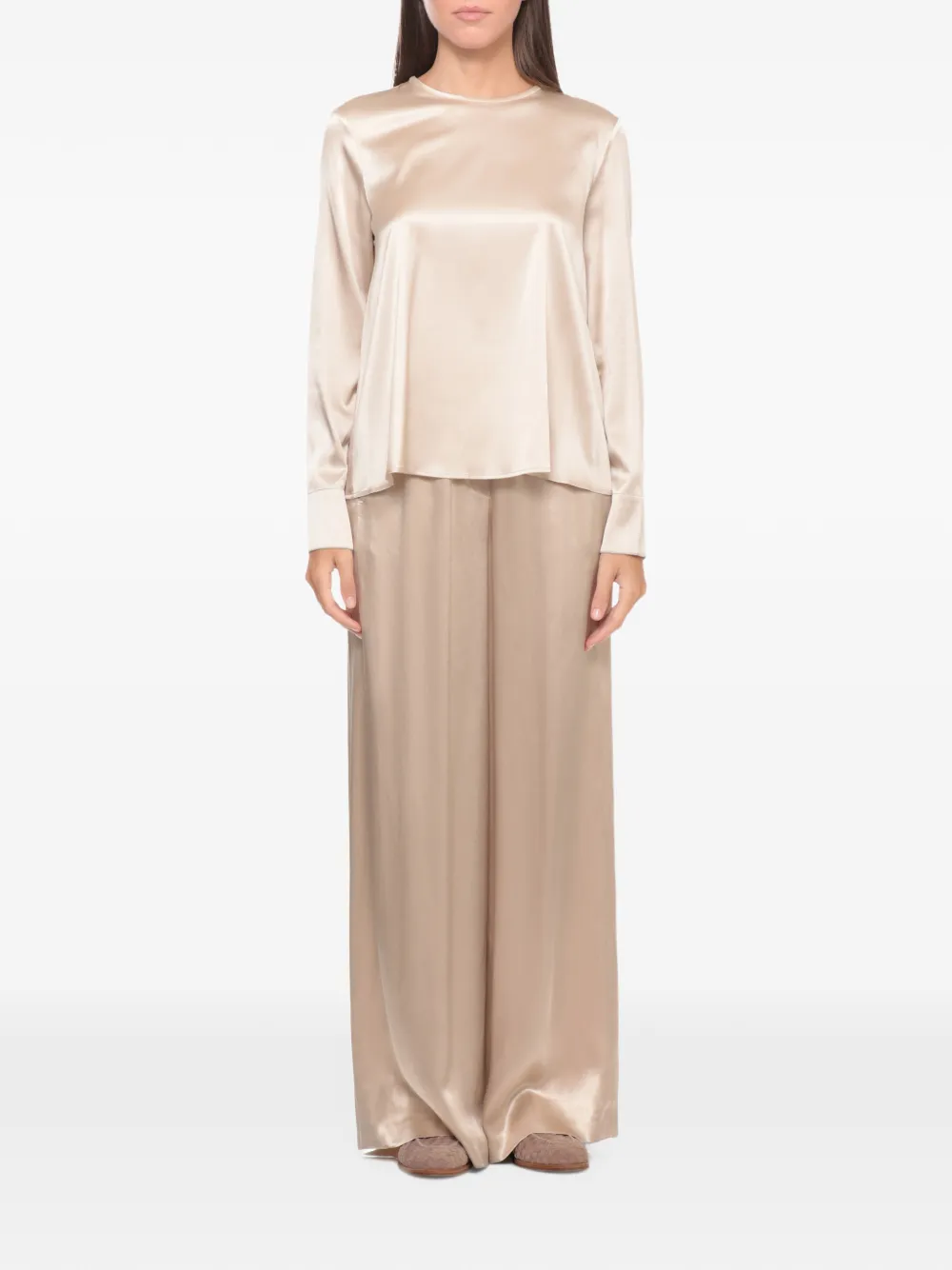 Peserico bead-trim silk-blend shirt Beige