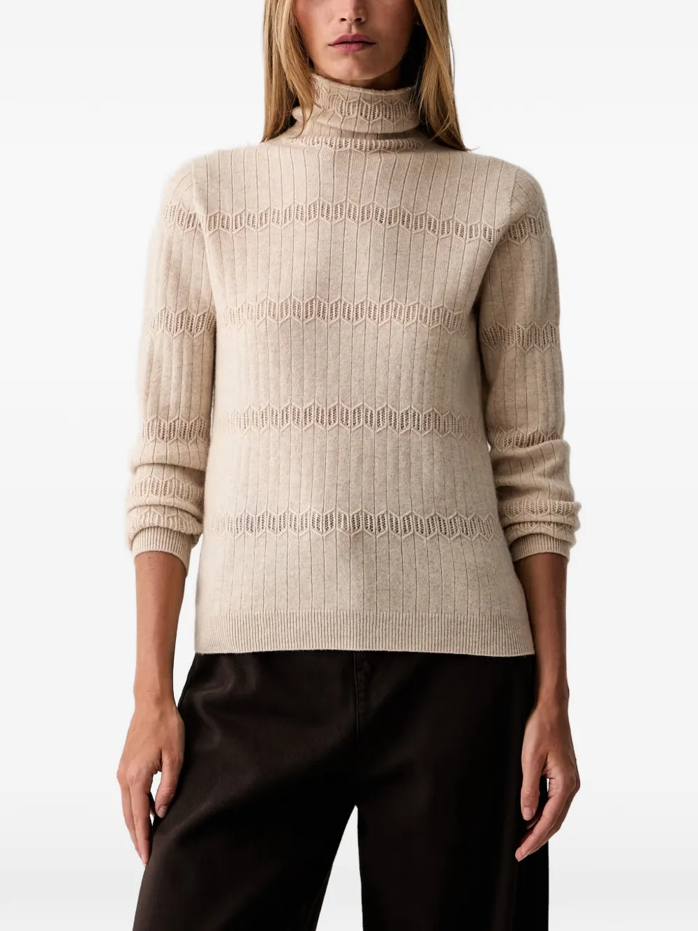 TWINSET pointelle-knit roll-neck sweater - Nude