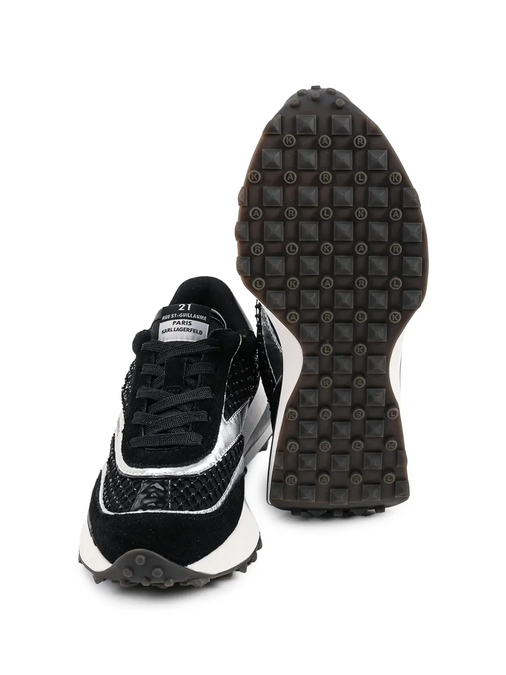Karl Lagerfeld Sneakers met suède vlakken Zwart