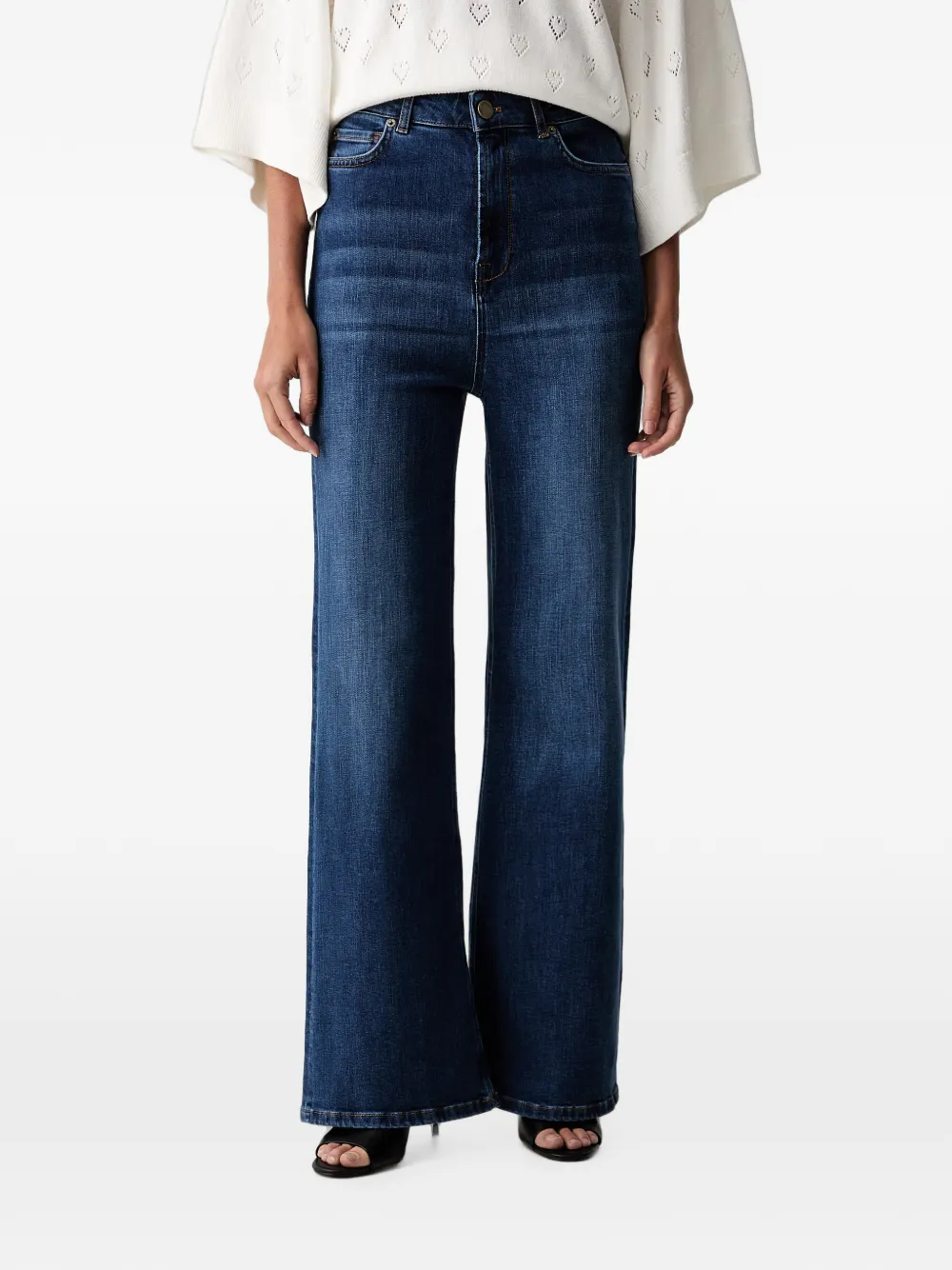 TWINSET faded-effect wide-leg jeans - Blau
