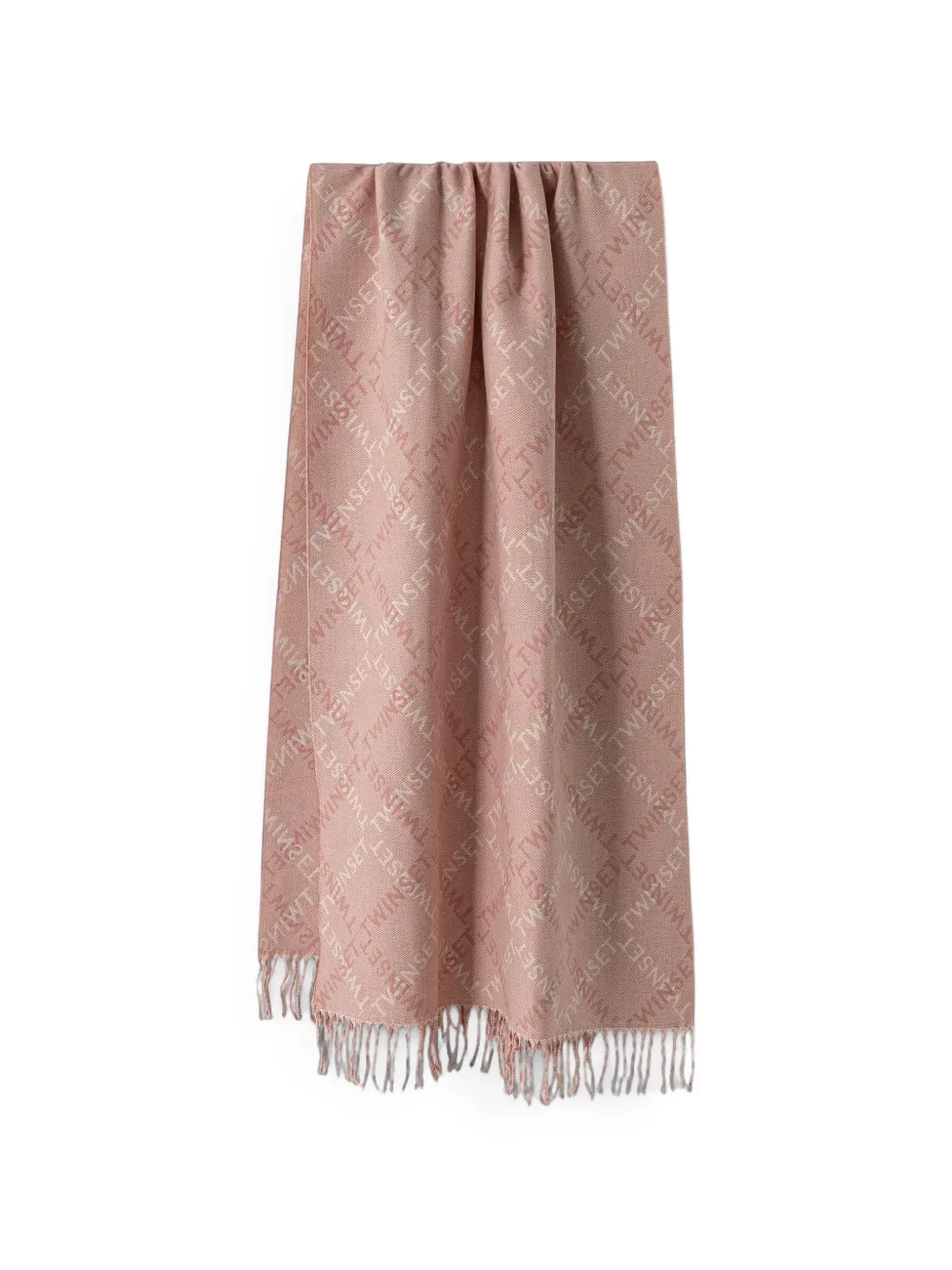 TWINSET logo-jacquard fringed scarf - Rosa