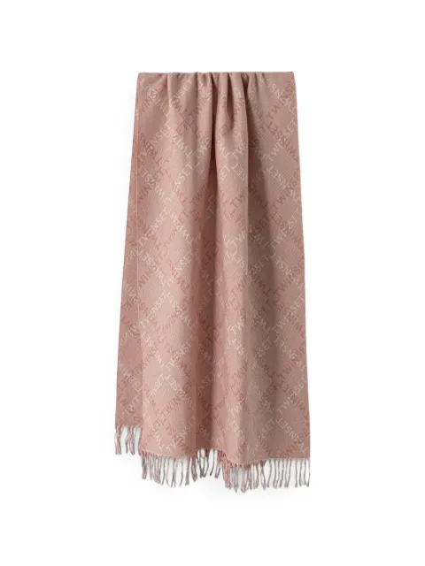 TWINSET logo-jacquard fringed scarf